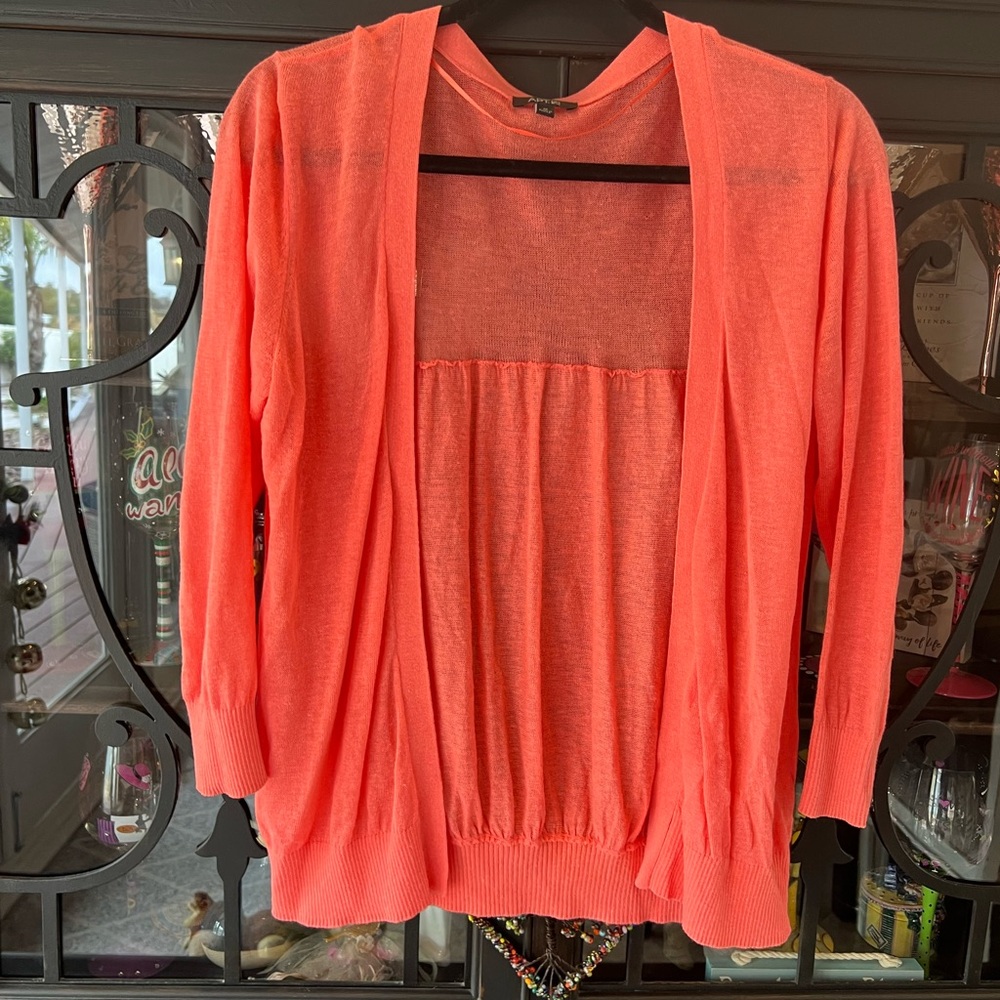 Coral Open Front Cardigan
